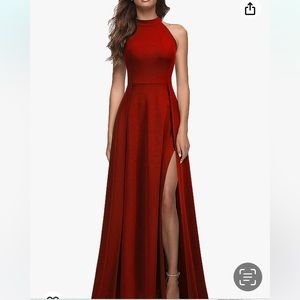 NWT MUSHARE halter high neck, body cone ,red Maxi cocktail dress ,size S.